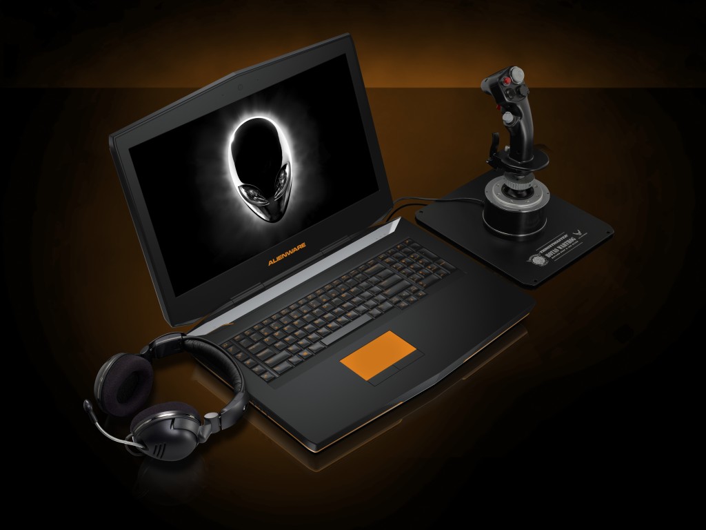 Alienware 18 Notebook with TactX Headset and HOTAS Warthog Joyst